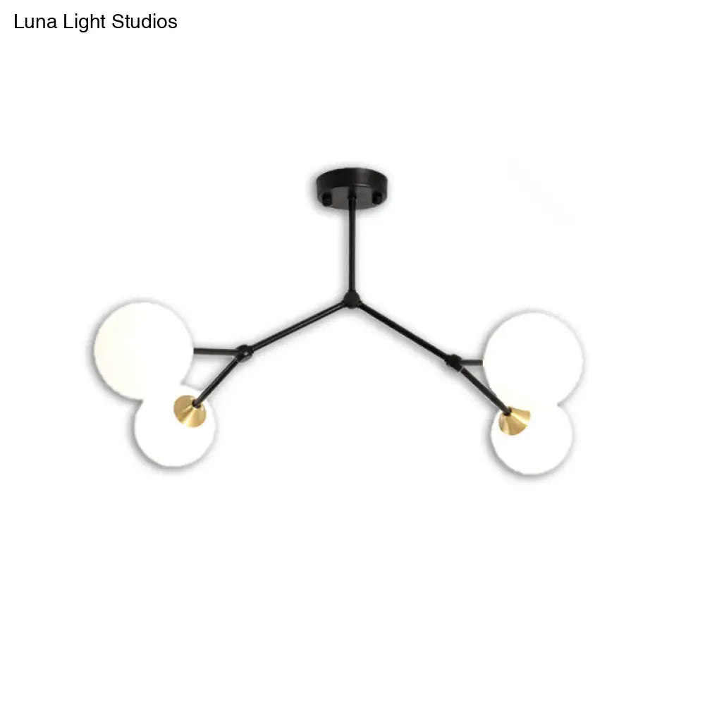 Modern Ball Pendant Light: Clear/Milky White Glass 4/5/6-Head Dining Room Chandelier With Black/Gold