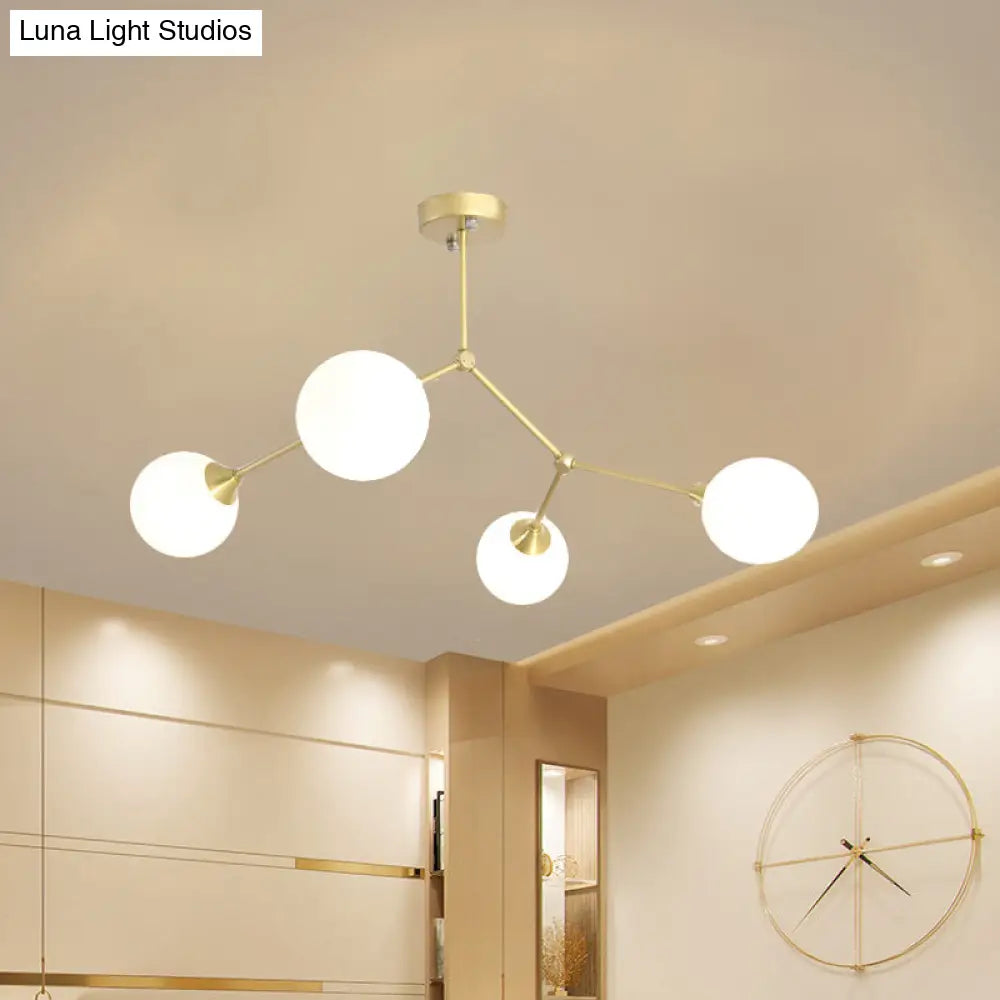 Modern Ball Pendant Light: Clear/Milky White Glass 4/5/6-Head Dining Room Chandelier With Black/Gold