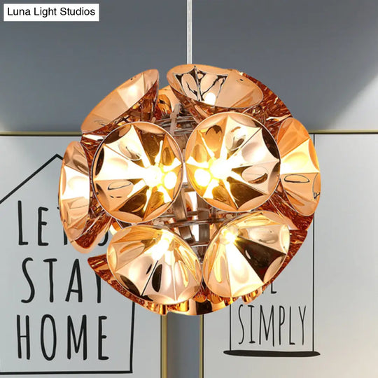 Modern Ball Pendant Light In Chrome/Gold With Led White/Warm 7’/11’ Dia