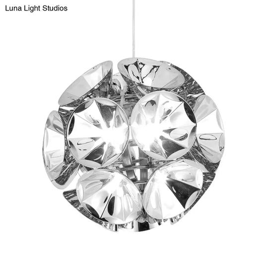 Modern Metal Chrome/Gold Led Ball Pendant Light Fixture - White/Warm 7/11 Dia