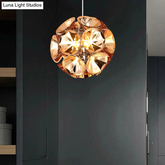 Modern Ball Pendant Light In Chrome/Gold With Led White/Warm 7’/11’ Dia