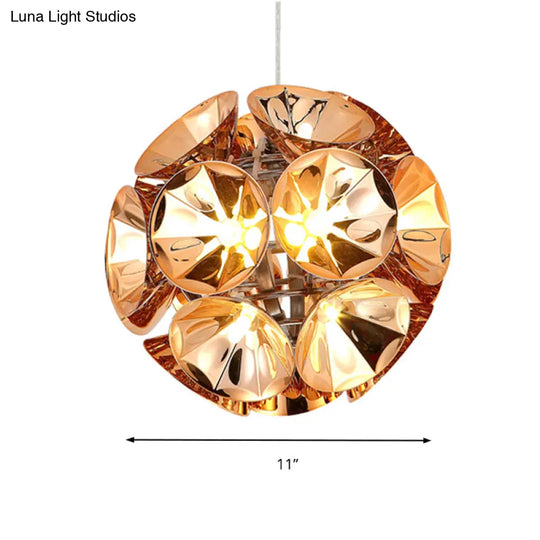 Modern Ball Pendant Light In Chrome/Gold With Led White/Warm 7’/11’ Dia