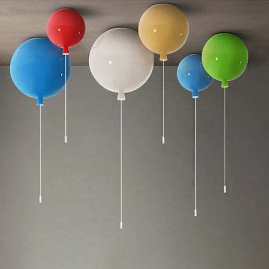 Modern Balloon Flush Ceiling Light Stylish Acrylic Lamp For Foyer Yellow / 8