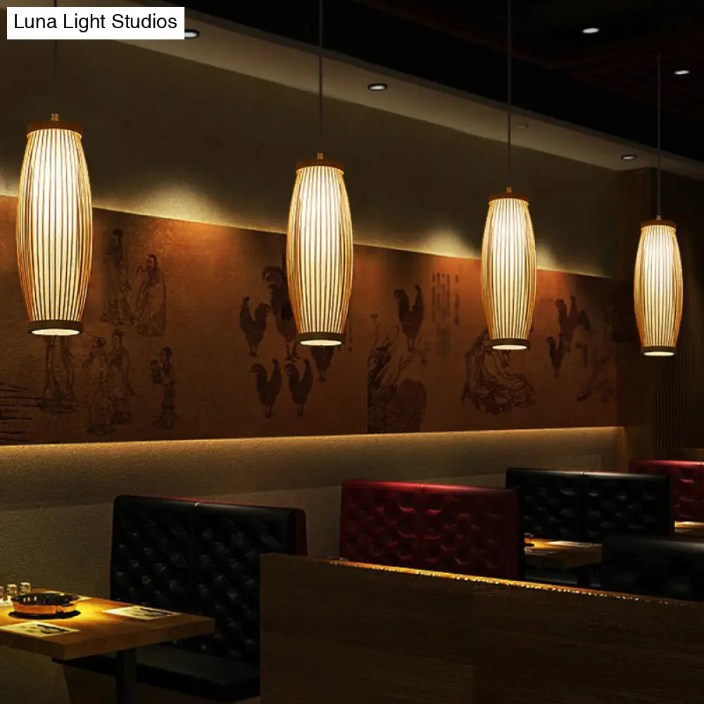 Modern Bamboo Drop Pendant Ceiling Light For Dining Room