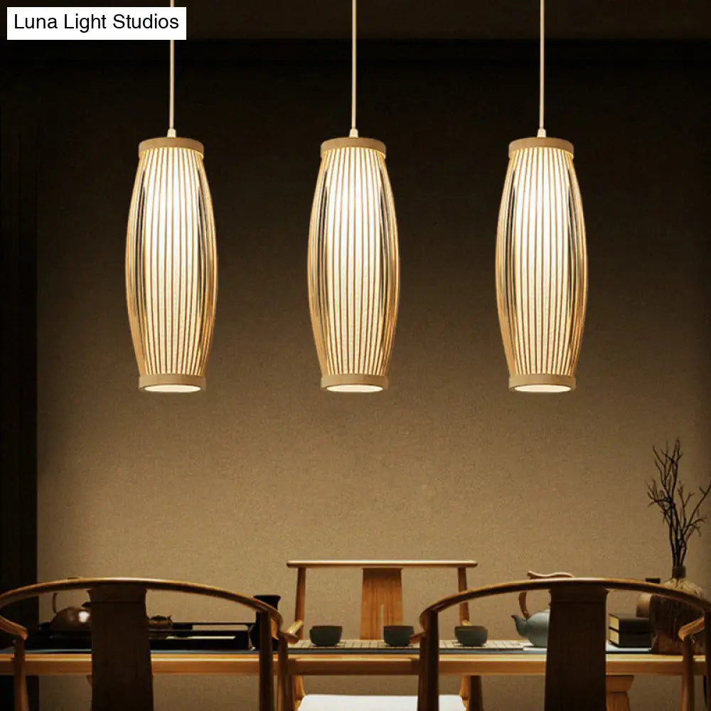 Modern Bamboo Drop Pendant Ceiling Light For Dining Room