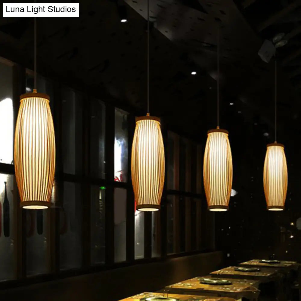 Modern Bamboo Drop Pendant Ceiling Light For Dining Room