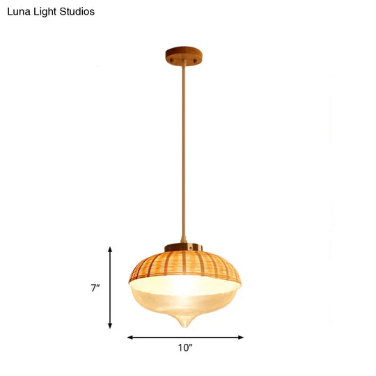 Modern Bamboo Pendant Light Fixture - Wood Design For Dining Room