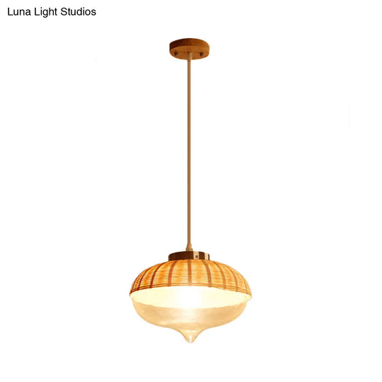 Modern Bamboo Pendant Light Fixture - Wood Design For Dining Room