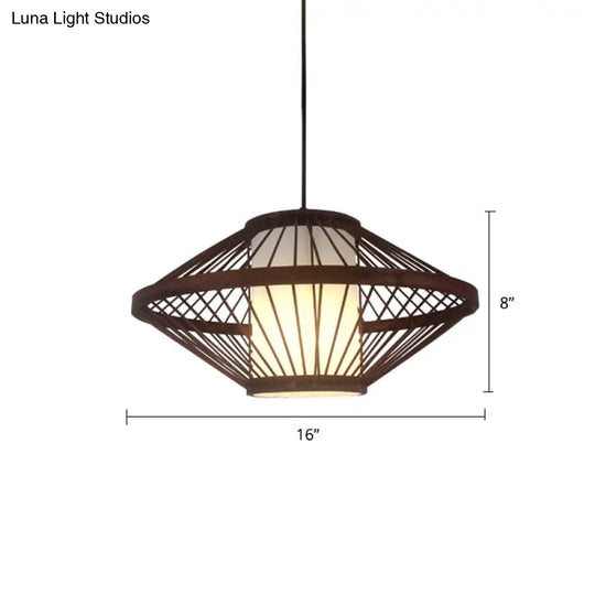 Modern Bamboo Pendant Light In Coffee - Single Hanging Ceiling For Restaurants