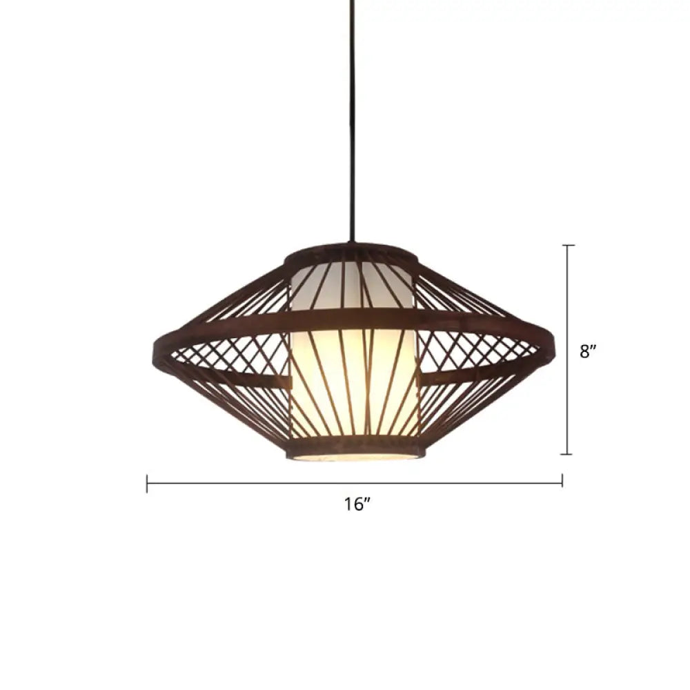 Modern Bamboo Pendant Light In Coffee - Single Hanging Ceiling For Restaurants / H