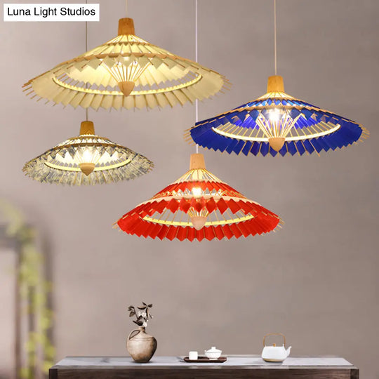 Modern Bamboo Umbrella Pendant Light - Stylish Ceiling Lighting For Restaurants