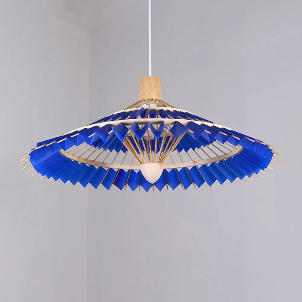 Modern Bamboo Umbrella Pendant Light - Stylish Ceiling Lighting For Restaurants Dark Blue / 16