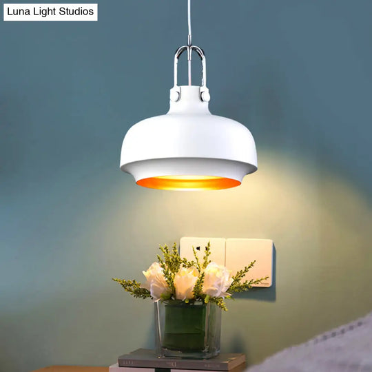 Modern Barn Metal Hanging Ceiling Light - 10/14 Wide Pendant Lighting Fixture In White/Pink White /