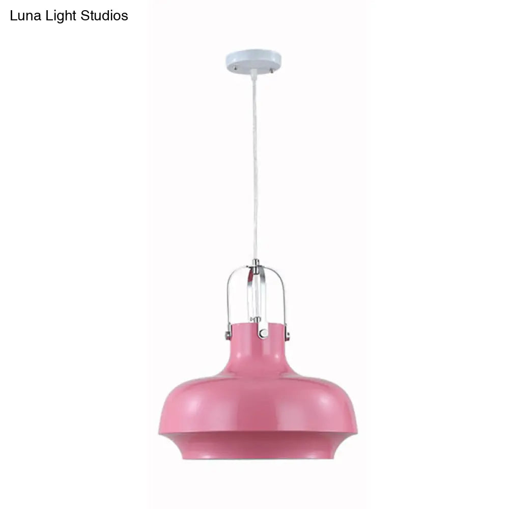 Modern Barn Metal Pendant Light - 10’/14’ Wide White/Pink