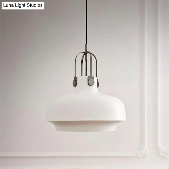 Modern Barn Metal Hanging Ceiling Light - 10/14 Wide Pendant Lighting Fixture In White/Pink