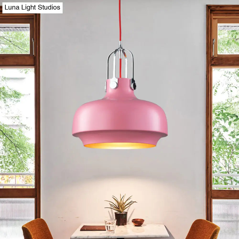 Modern Barn Metal Hanging Ceiling Light - 10/14 Wide Pendant Lighting Fixture In White/Pink Pink /