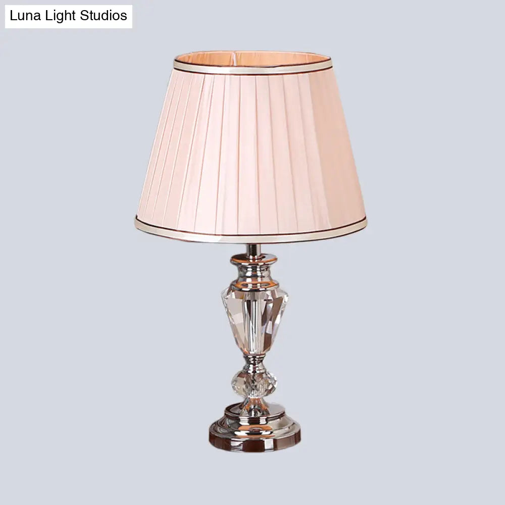 Modern Barrel Shade Task Light Pink/White Nightstand Lamp For Bedside