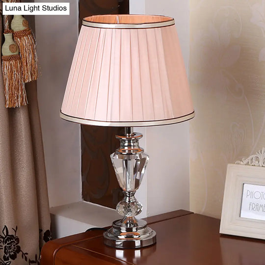 Modern Barrel Shade Task Light Pink/White Nightstand Lamp For Bedside