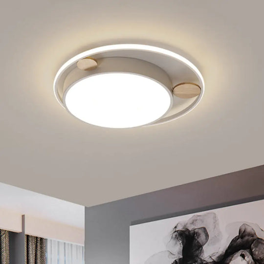 Modern Bear Head Led Flushmount Ceiling Light With Wood Accent - 18’/21.5’ Wide Cartoon Acrylic