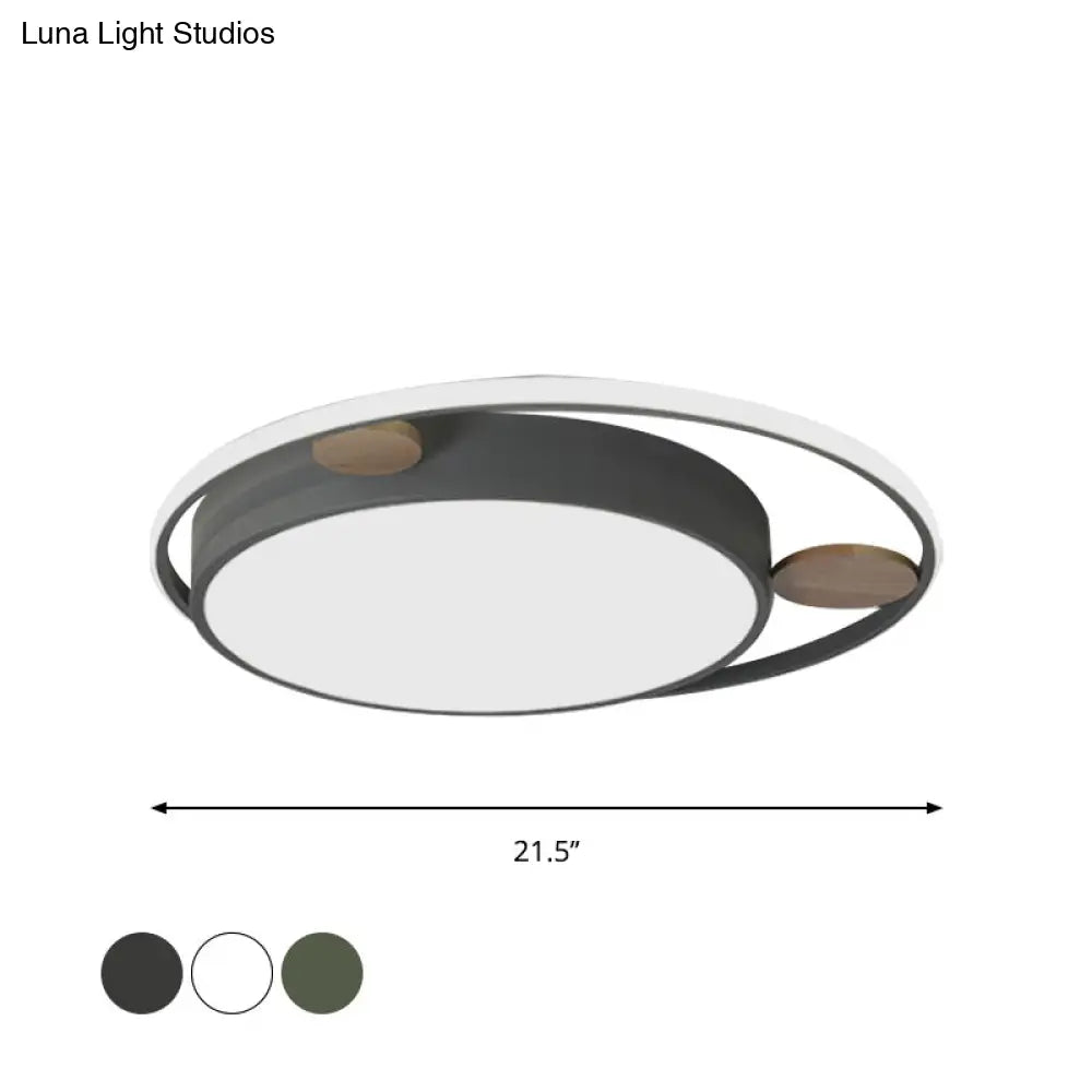Modern Bear Head Led Flushmount Ceiling Light With Wood Accent - 18/21.5 Wide Cartoon Acrylic In