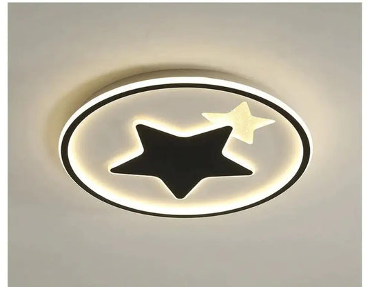 Modern Bedroom Star Round Ceiling Lamp 42Cm Black / Warm Light