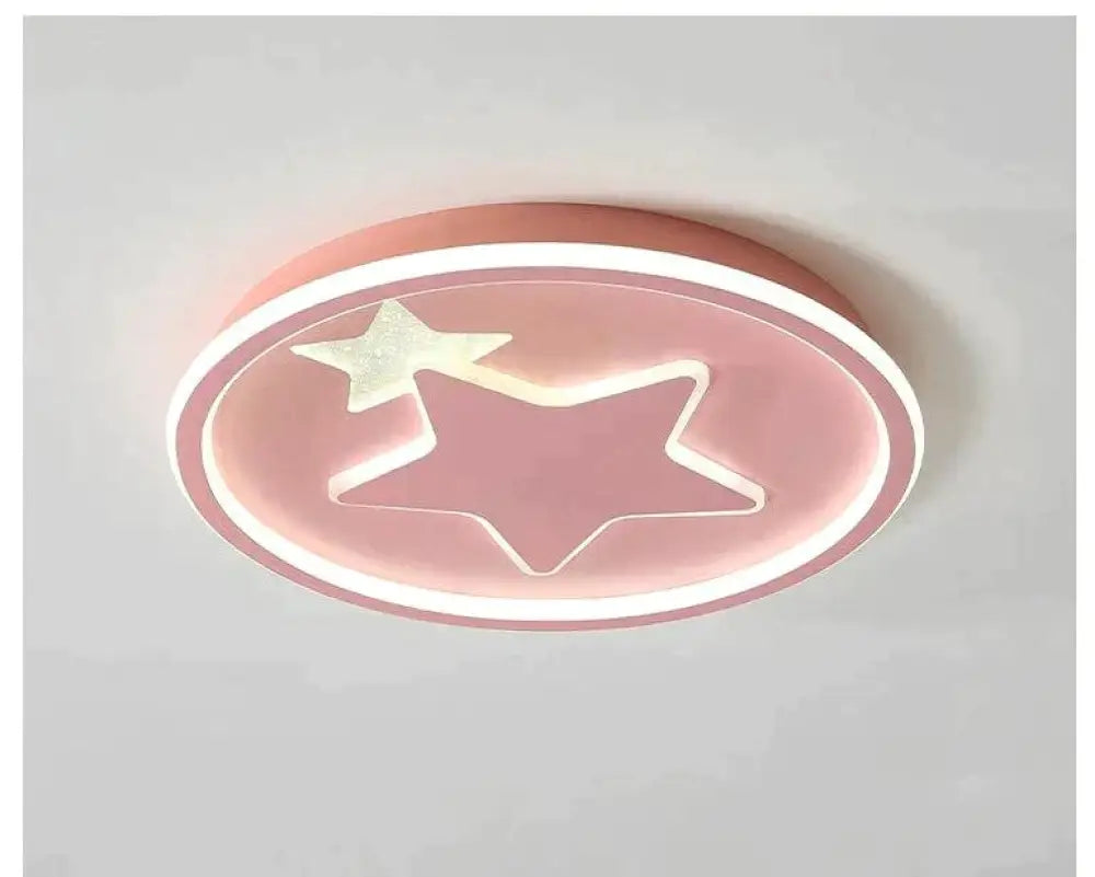 Modern Bedroom Star Round Ceiling Lamp 42Cm Pink / Warm Light