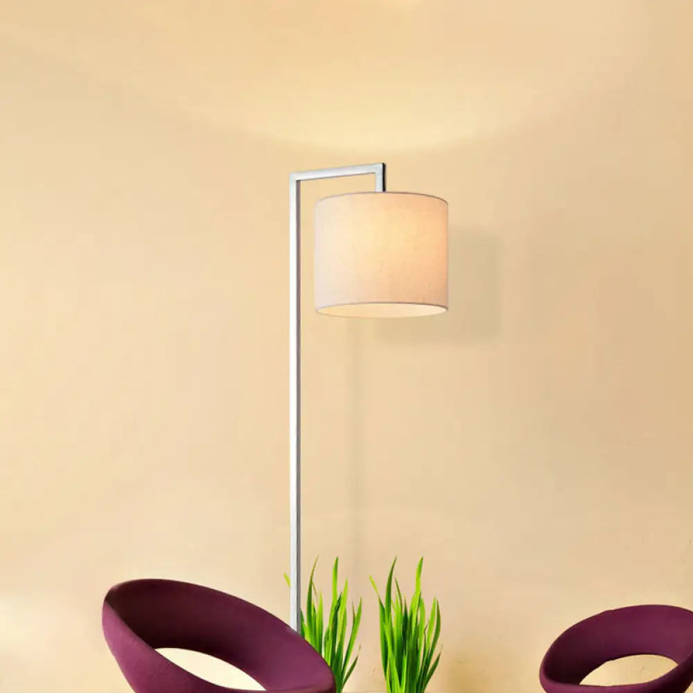 Modern Beige Cylinder Floor Lamp: Led Standing Light For Living Room