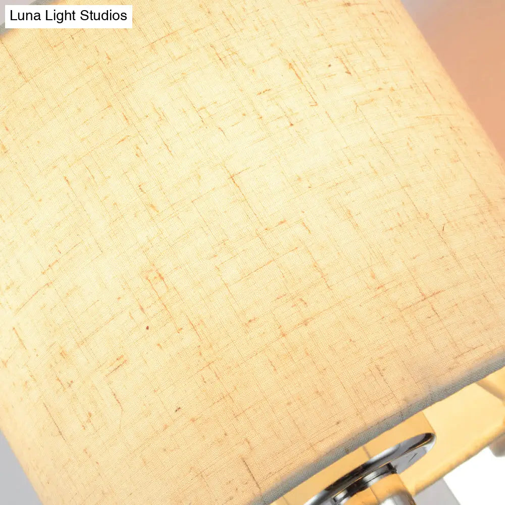 Modern Beige Cylinder Floor Lamp: Led Standing Light For Living Room