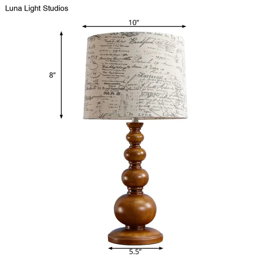 Modern Beige Cylinder Table Lamp With Gourd Base For Study Room