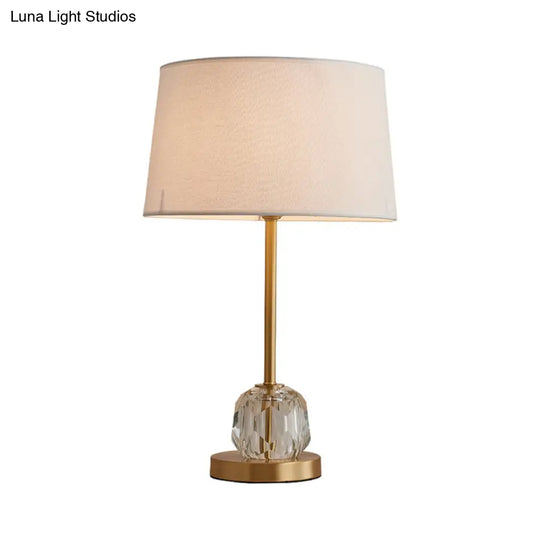 Modern Beige Head Table Lamp With Crystal Ball Barrel Shade- Perfect For Sleeping Room Nightstand