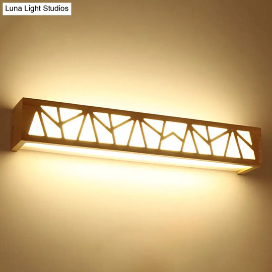 Modern Beige Nordic Wooden Led Sconce Wall Lamp For Bathroom