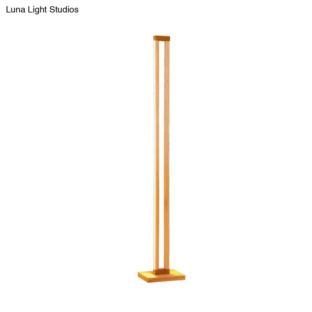 Modern Beige Wood Floor Lamp With Tubular Led For Stylish Living Room Reading Lighting