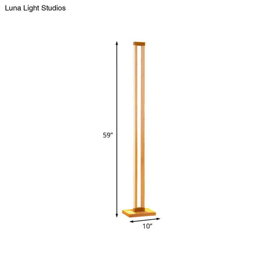 Modern Beige Wood Floor Lamp With Tubular Led For Stylish Living Room Reading Lighting