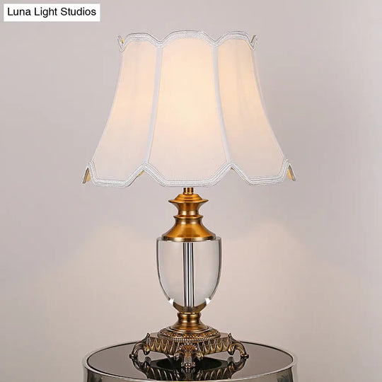 Modern Bell Shade Desk Lamp With Fabric White Color - Perfect For Dining Room