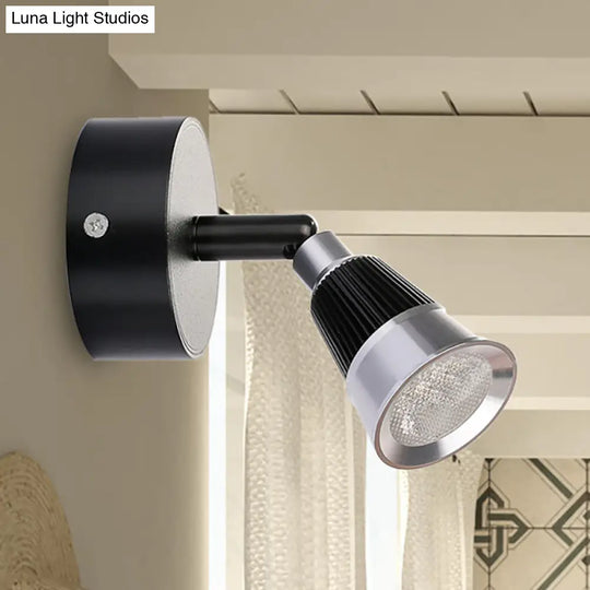 Modern Bell Wall Light: Rotatable Metal Led Sconce In Black/Chrome - With/Without Switch