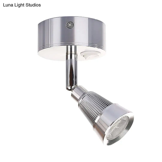 Modern Bell Wall Light: Rotatable Metal Led Sconce In Black/Chrome - With/Without Switch