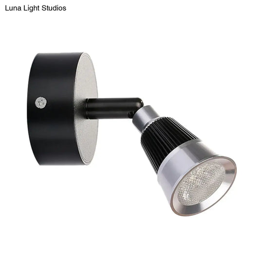 Modern Bell Wall Light: Rotatable Metal Led Sconce In Black/Chrome - With/Without Switch