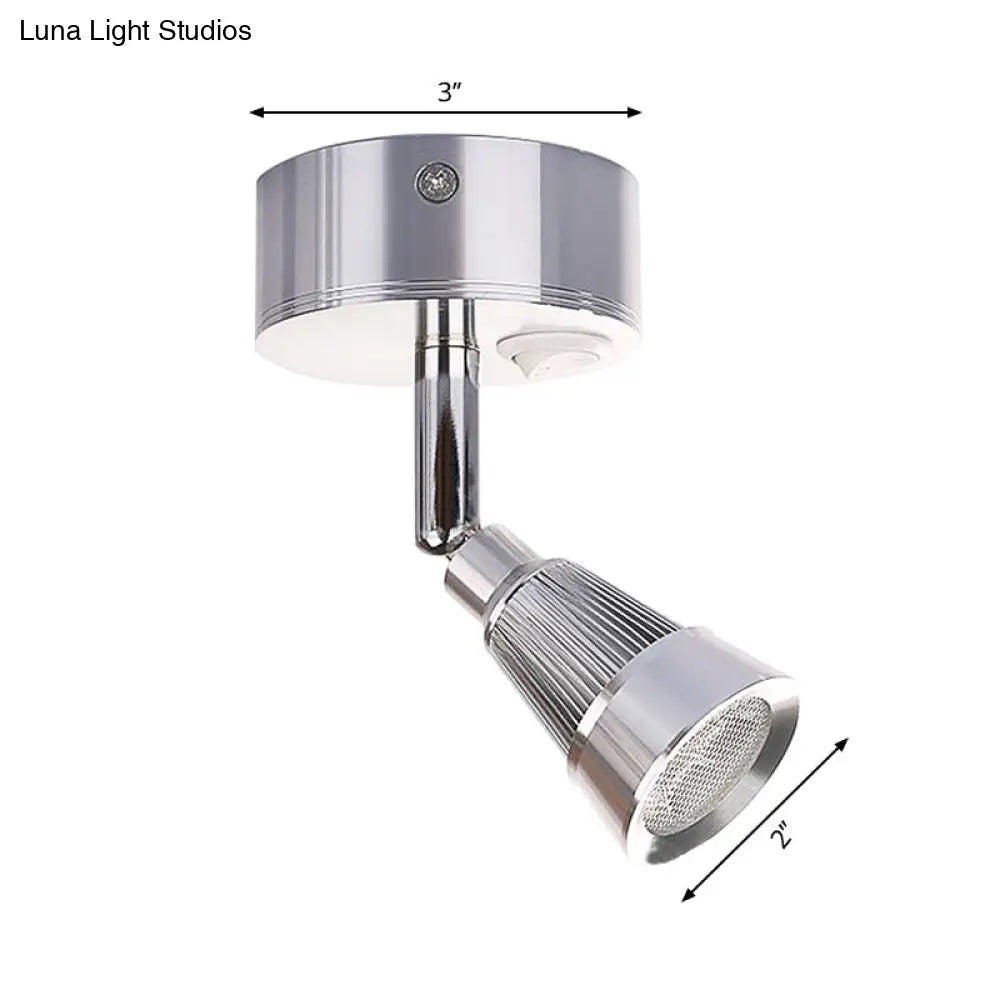 Modern Bell Wall Light: Rotatable Metal Led Sconce In Black/Chrome - With/Without Switch