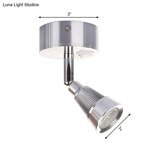 Modern Bell Wall Light: Rotatable Metal Led Sconce In Black/Chrome - With/Without Switch