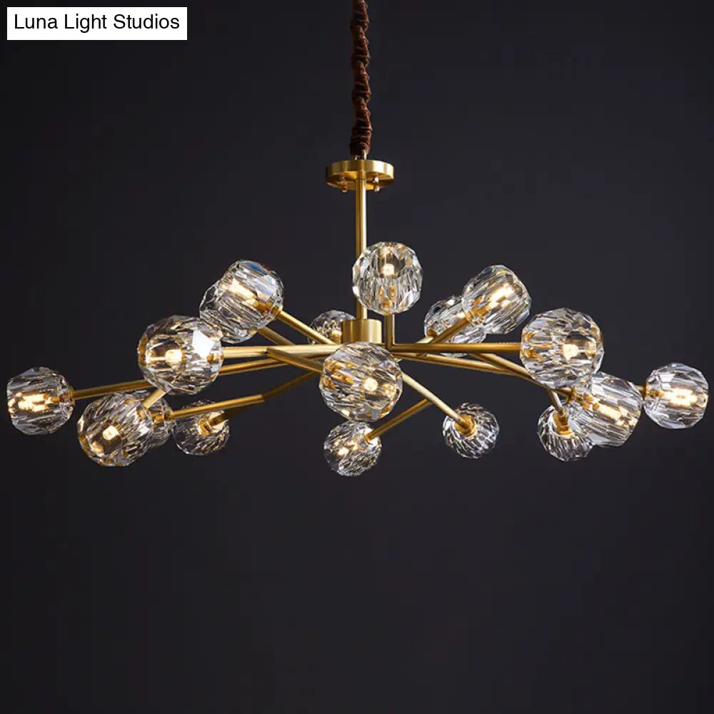 Modern Beveled Crystal Ball Chandelier In Brass - 6/15/18-Bulb Living Room Lighting Fixture 18 /