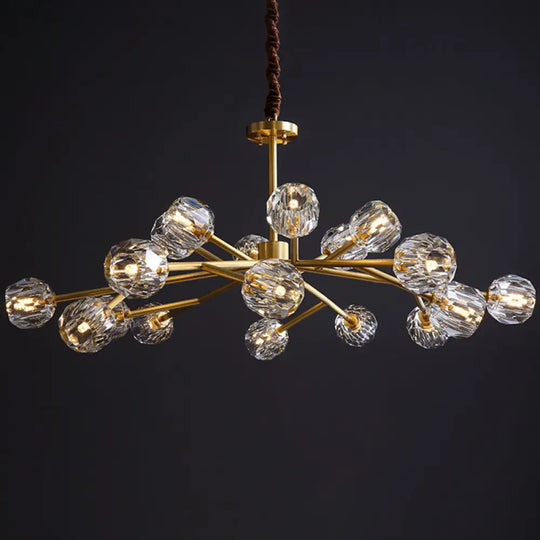 Modern Beveled Crystal Ball Chandelier - 6/15/18-Bulb Brass Living Room Lighting Fixture 18 /