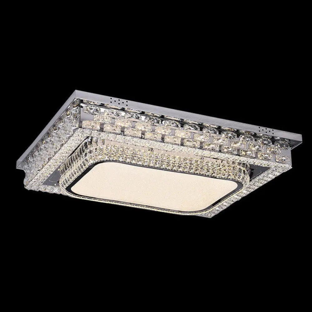 Modern Beveled Crystal Clear Led Ceiling Flushmount For Bedroom / 37.5’