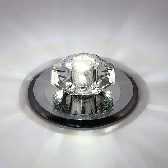 Modern Beveled Crystal Led Flush Ceiling Light Fixture - Ideal For Hallways Black / White