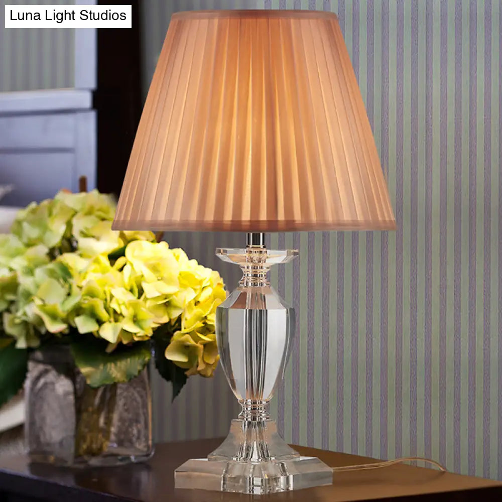 Modern Beveled Crystal Reading Lamp 12/13 Wide - Light Brown Jar Task Lighting 1 Bulb