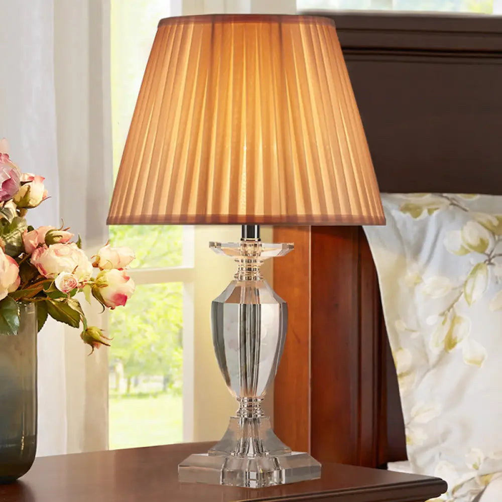 Modern Beveled Crystal Reading Lamp 12/13 Wide - Light Brown Jar Task Lighting 1 Bulb / 12