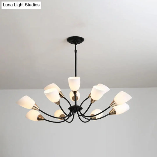 Modern Beveled Glass Chandelier With Starburst Design - Black Hanging Ceiling Light (3/6/8 Heads)