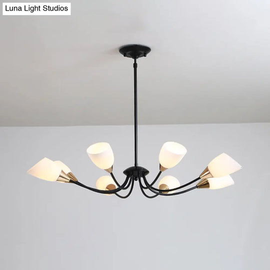 Modern Beveled Glass Chandelier With Starburst Design - Black Hanging Ceiling Light (3/6/8 Heads)