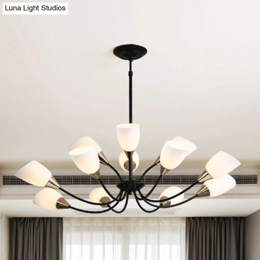 Modern Beveled Glass Chandelier With Starburst Design - Black Hanging Ceiling Light (3/6/8 Heads) 12