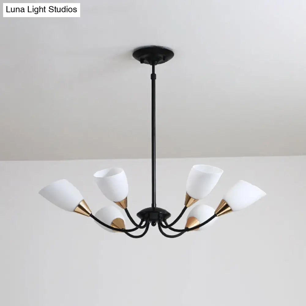 Modern Beveled Glass Chandelier With Starburst Design - Black Hanging Ceiling Light (3/6/8 Heads)