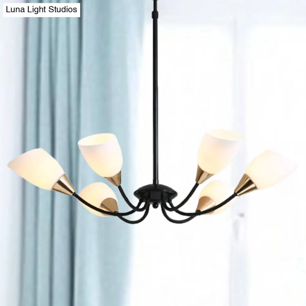 Modern Beveled Glass Chandelier With Starburst Design - Black Hanging Ceiling Light (3/6/8 Heads) 6